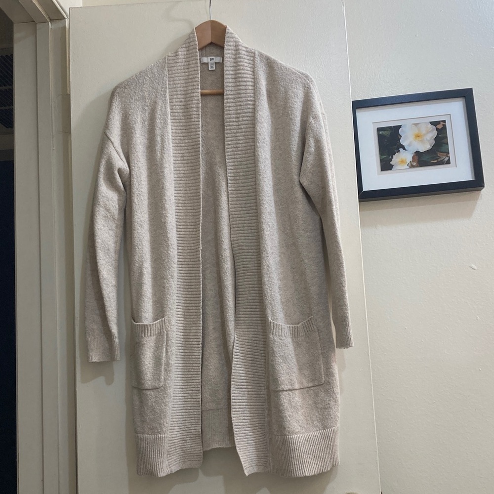 BP NordstromCozy Cream Open Front Cardigan.
